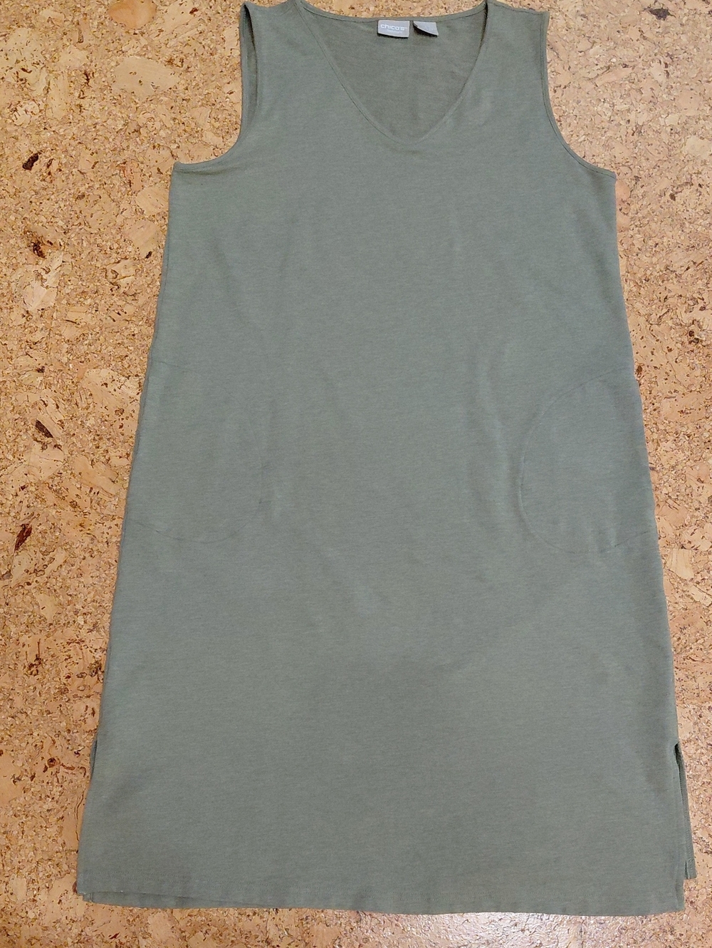 Chico's Zenergy Olive Green Sleeveless V-Neck Shift Dress Size 1(M)